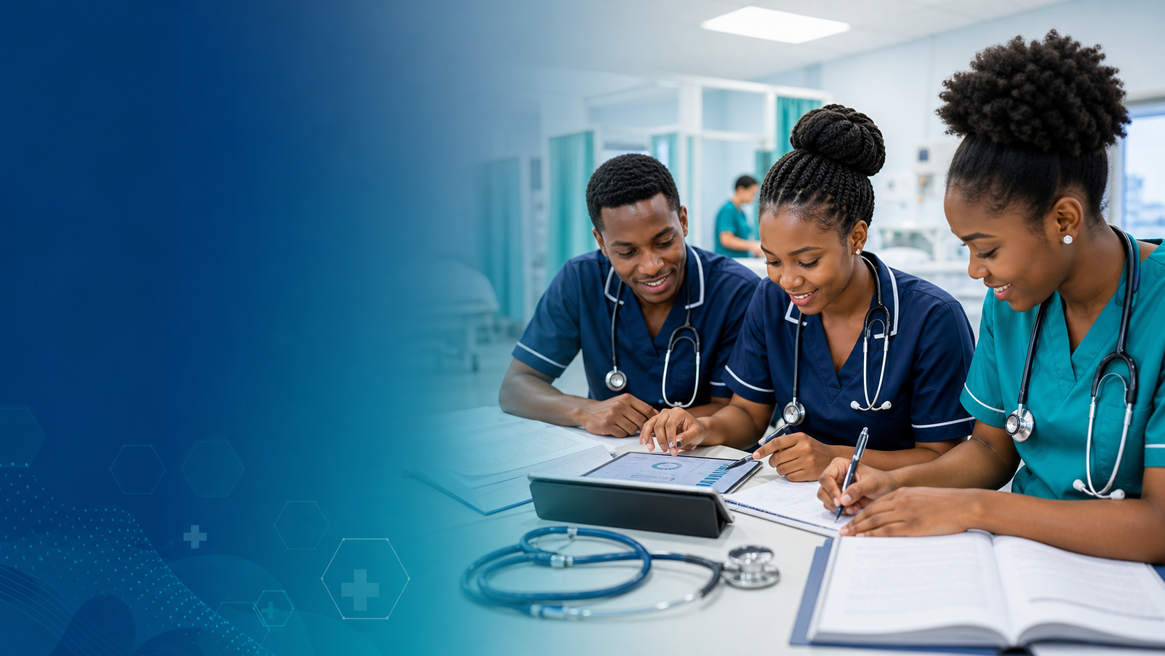 Nursing students studying together
